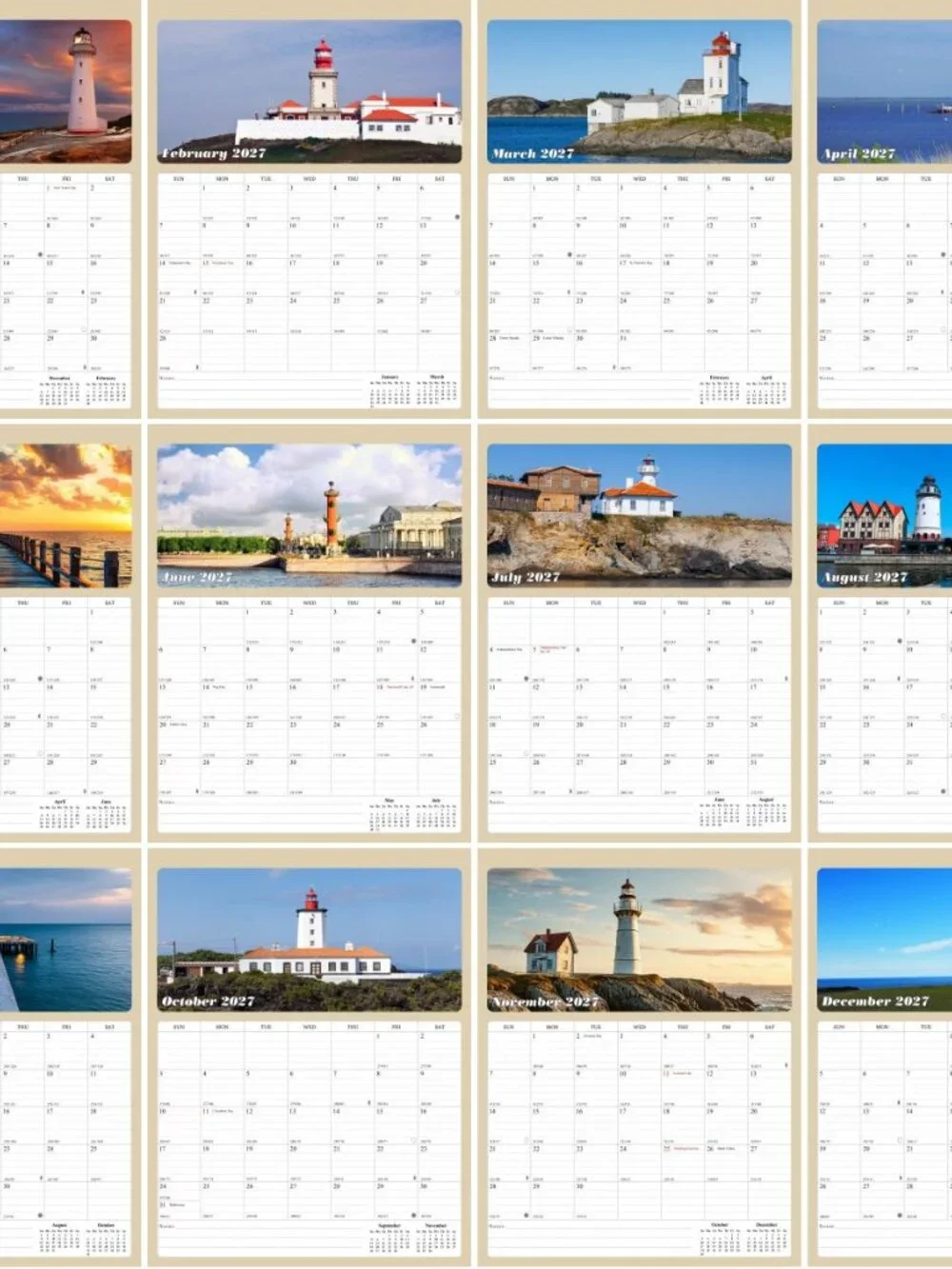 2027 Wall Calendar Spiral-bound Twin - 12 Months Planner 8.5